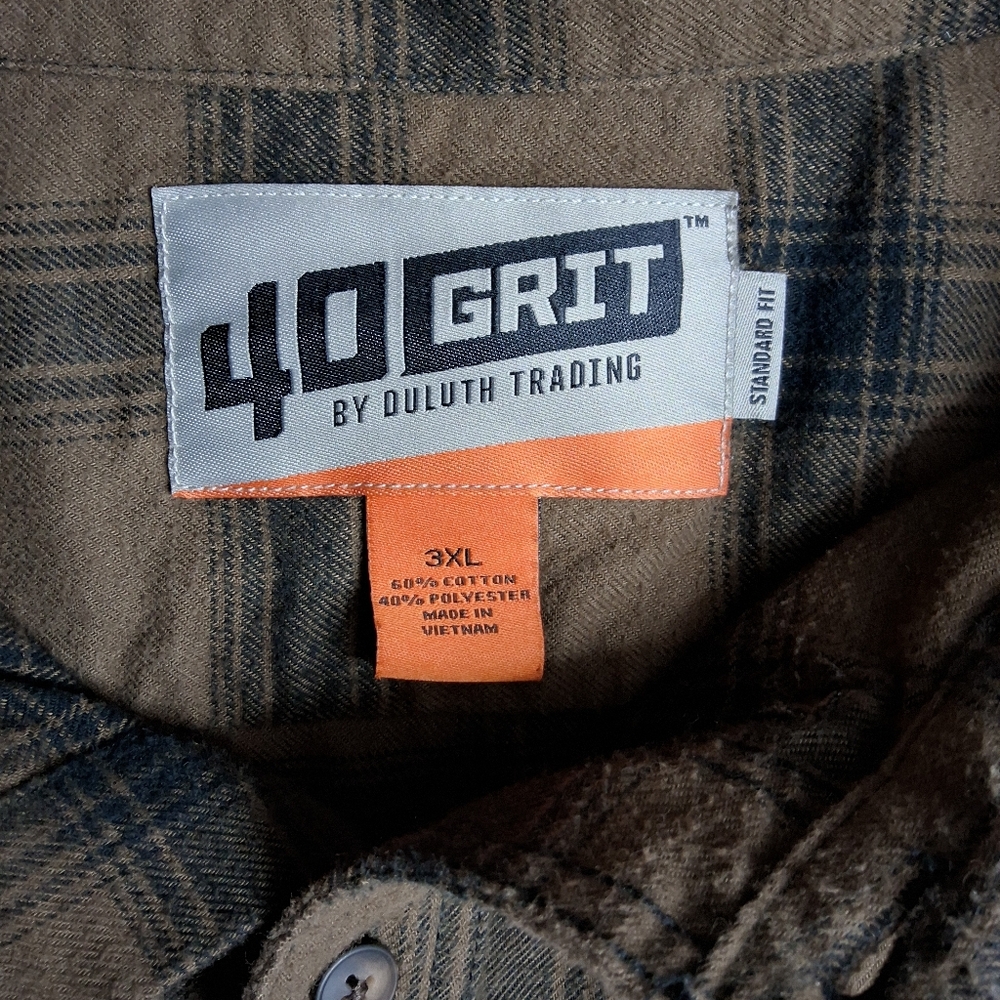 Mens 3XL 40 Grit Duluth‎ Trading Shirt long sleeve 40 Grit Brown Plaid - Picture 7 of 13